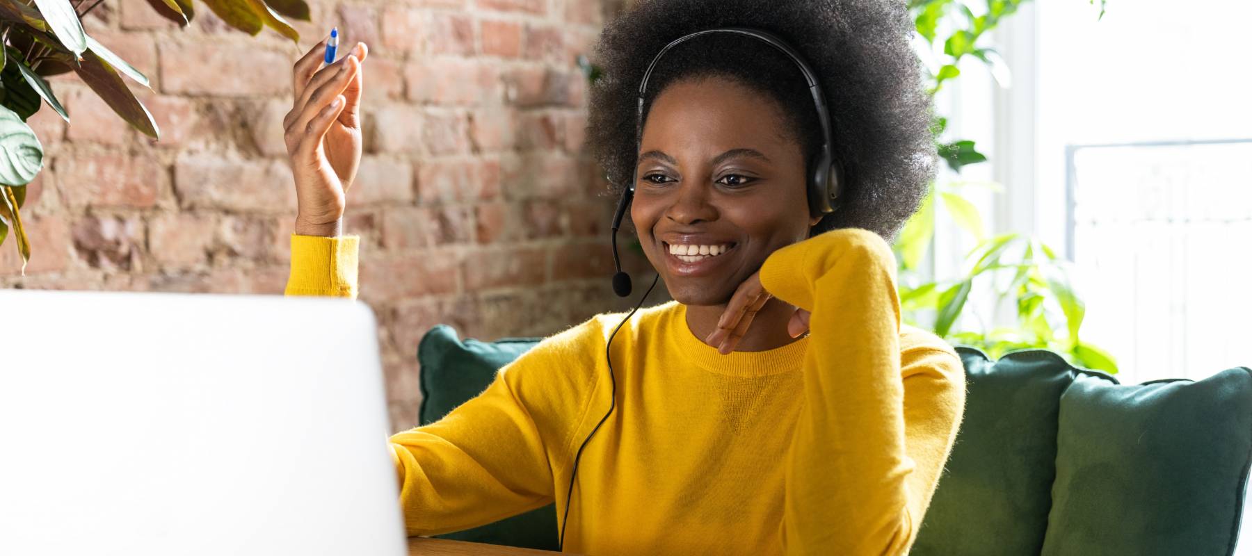 Smiling african-american woman at work