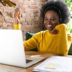 Smiling african-american woman at work