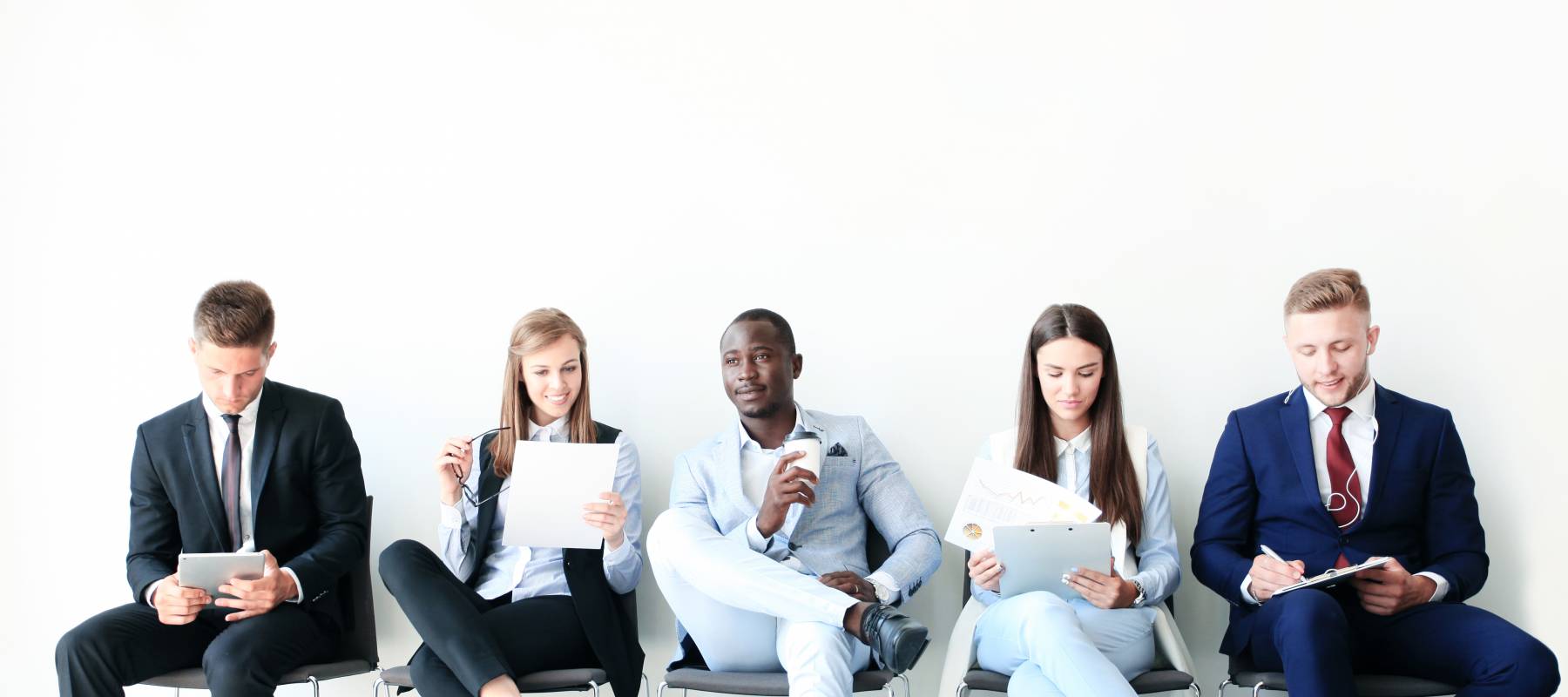 College students waiting for job interview