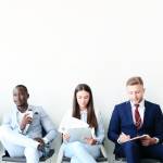 College students waiting for job interview