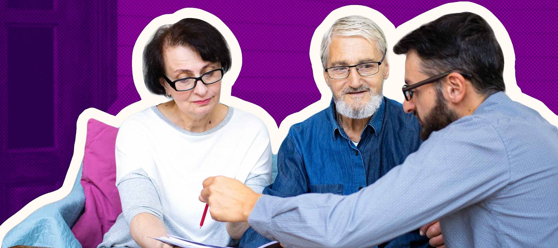 Retirement adviser planning with retired senior couple