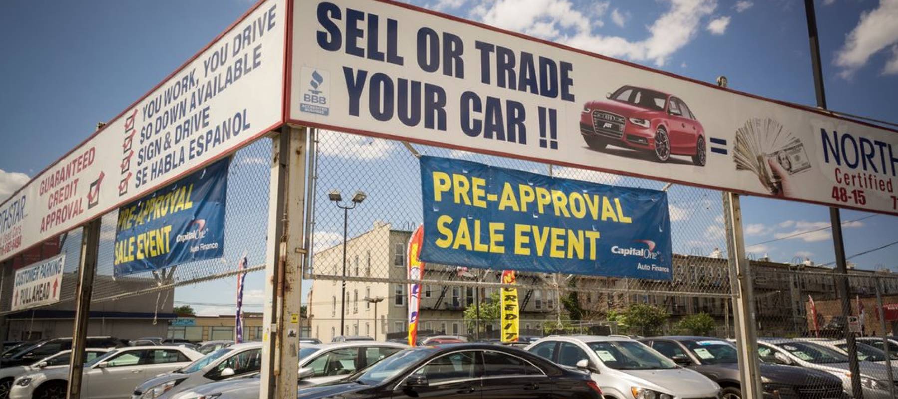 A dealer in used cars in the Woodside neighborhood of Queens in New York