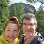 Mature couple in hiking in the woods