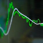 Closeup Display of Stock market quotes with city scene reflect on glass of LED, stock market graph on the screen, Business, finance or investment background concept