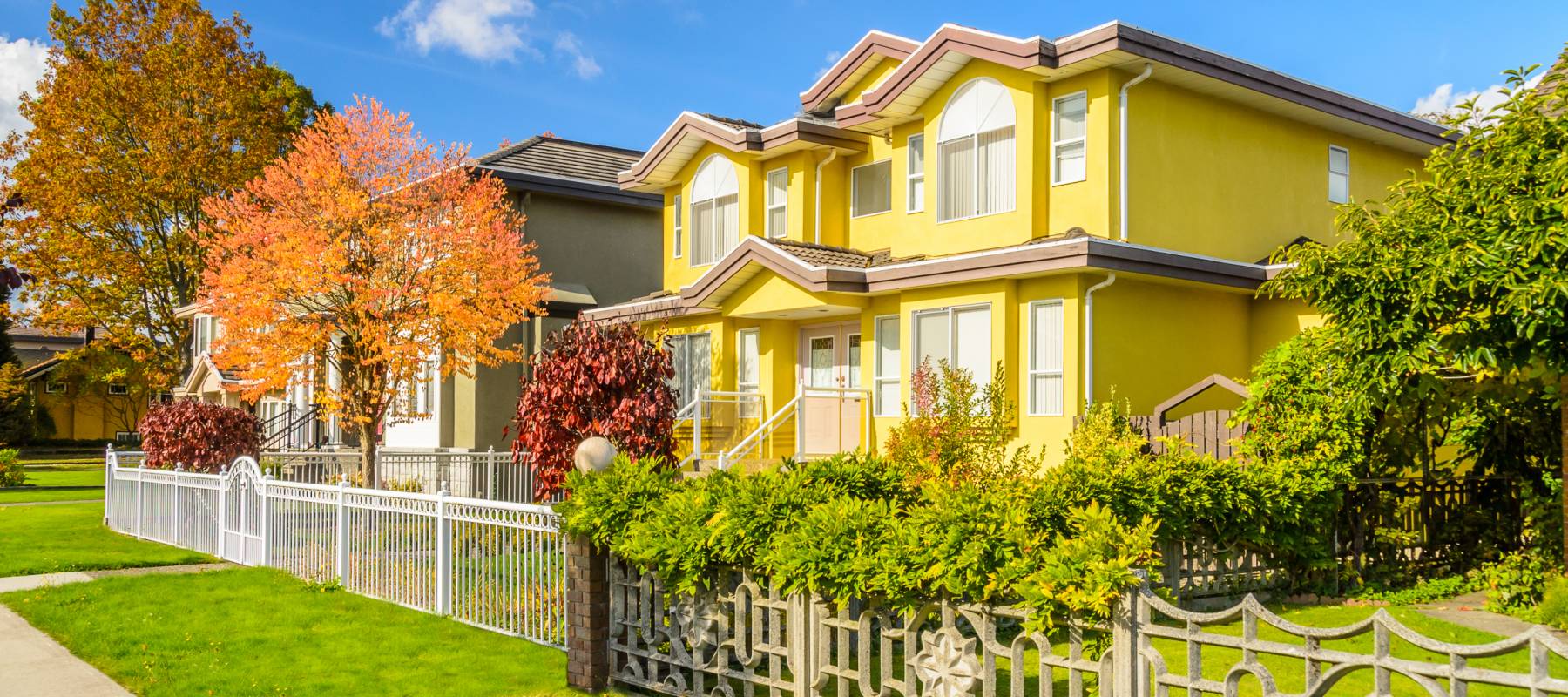 Colorful home in suburbs