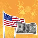 American flag with U.S. dollar bill flag