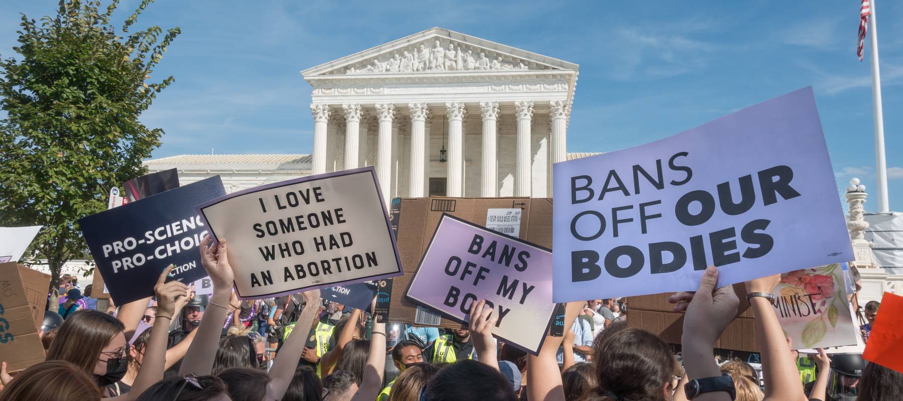 Women's March in Washington demanding continued access to abortion after the ban on most abortions in Texas October, 2021.