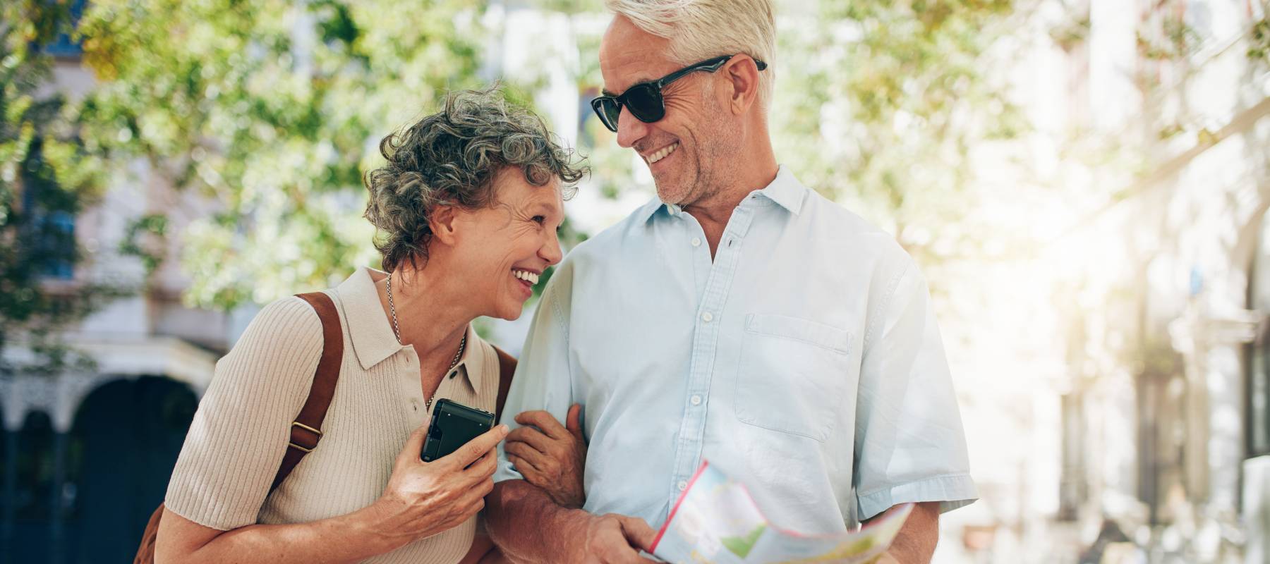 Retired couple laughing