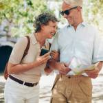 Retired couple laughing