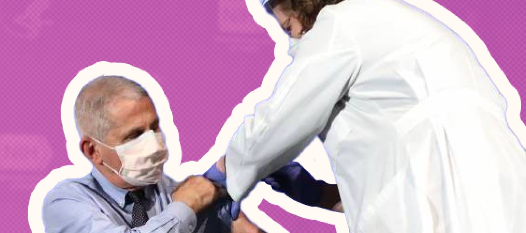 Dr. Anthony Fauci receives the Moderna COVID-19 vaccine at the HHS/NIH COVID-19 Vaccine Kick-Off event at NIH on 12/22/20.