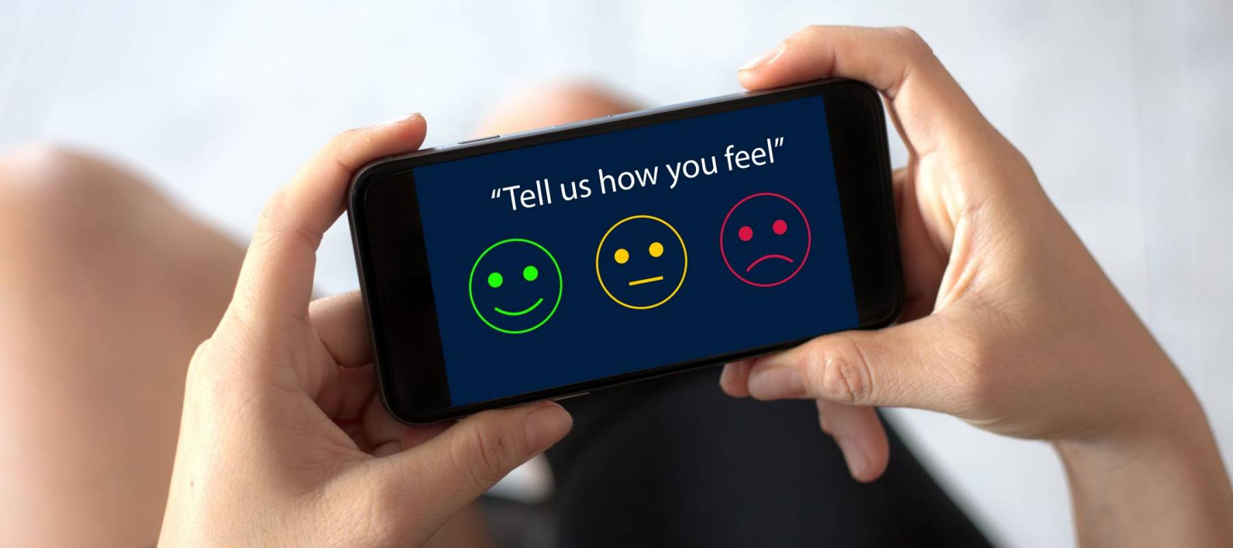 Customer Satisfaction survey concept.Hands holding mobile phone