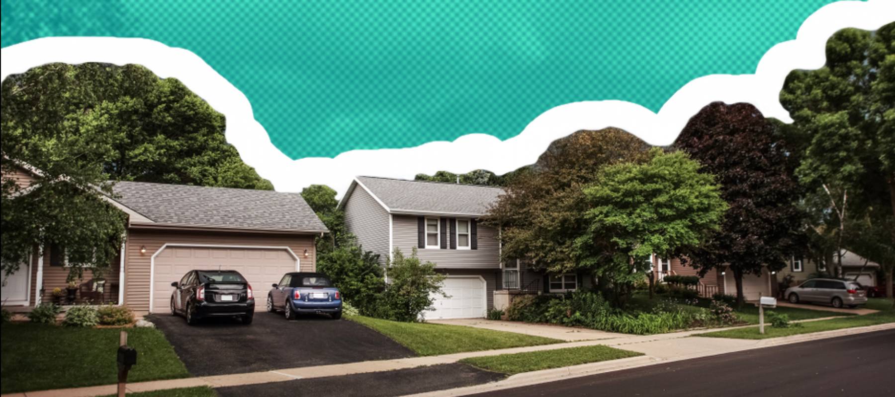 Thunderstorm clouds over a suburban neighborhood
