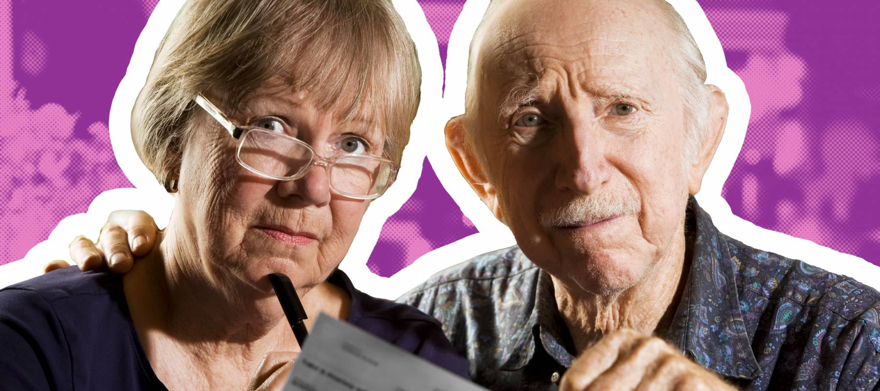 Senior couple looking worried