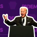 US President Joe Biden addresses supporters during the Democratic Party's Independence Dinner on October 28, 2022 in Philadelphia, Pennsylvania.