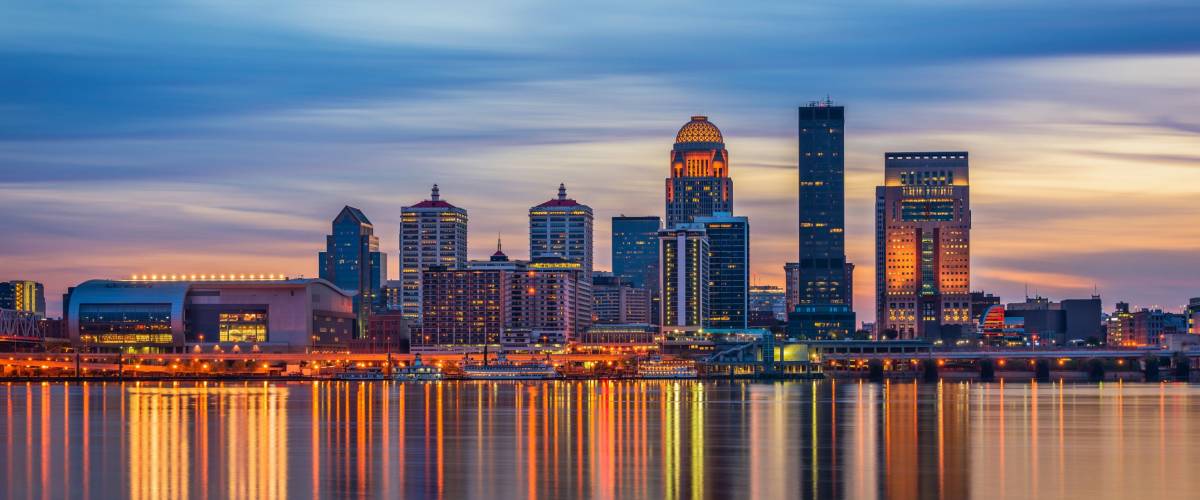 Louisville, Kentucky, USA skyline on the river. 