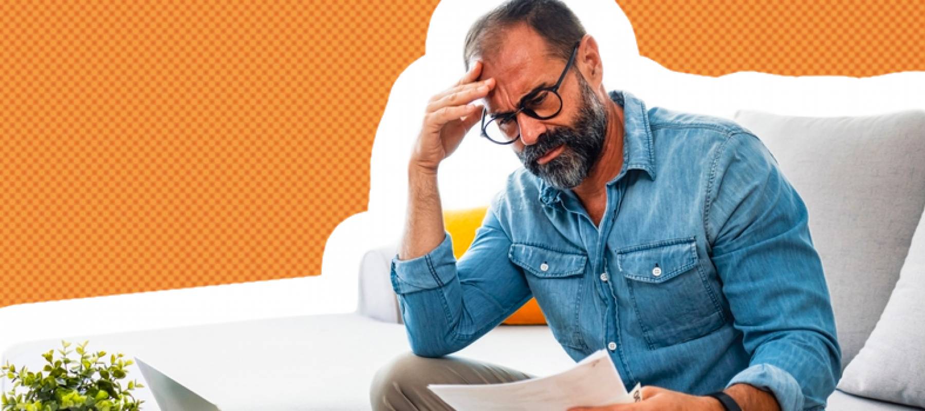 Confused frustrated mature man.