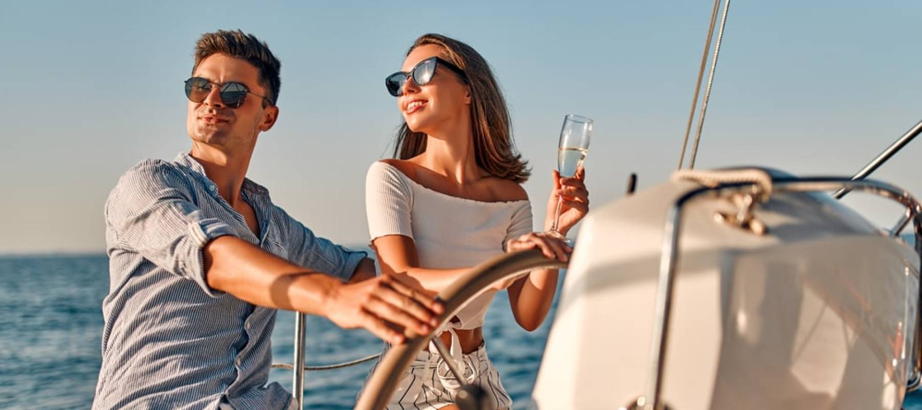 Rich couple on a boat