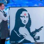 Mona Lisa print being moved