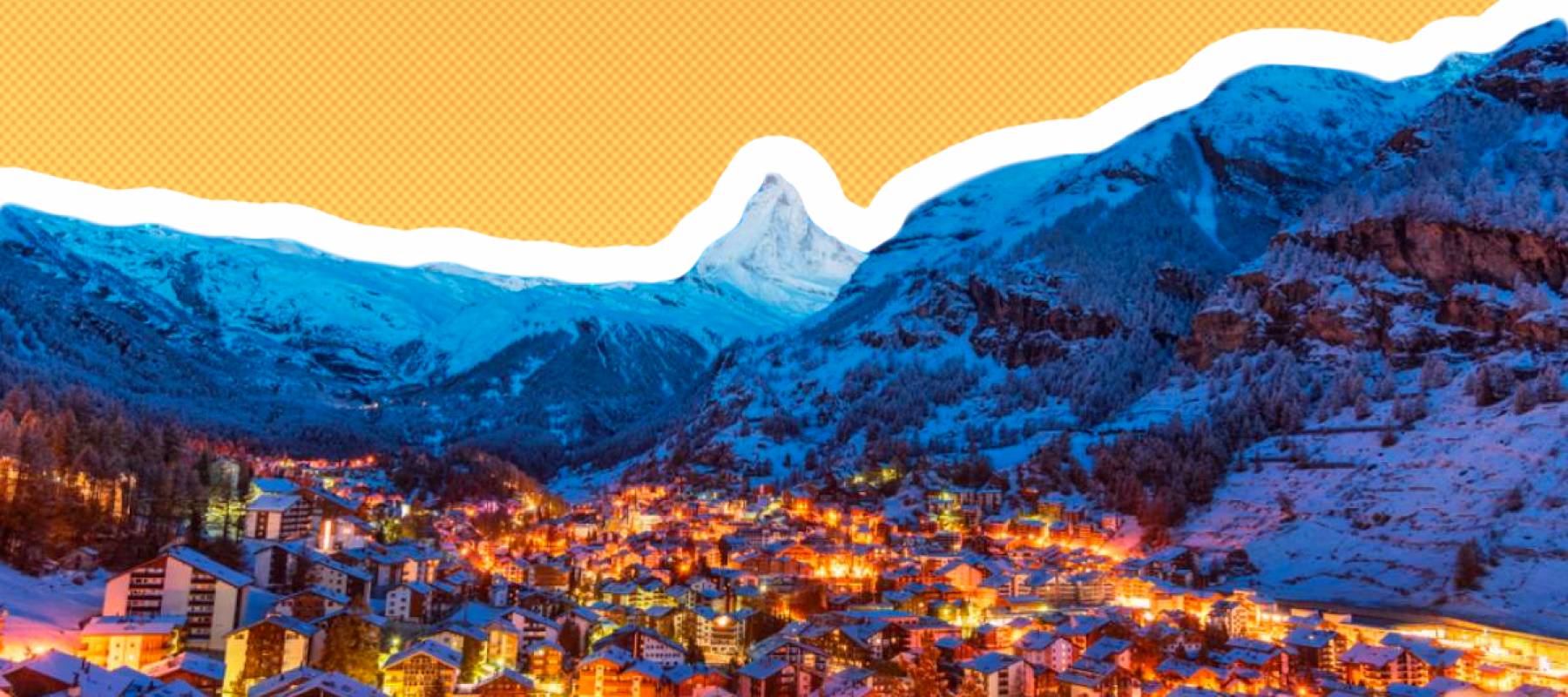 Early Morning landscape View on Zermatt city village Valley and Matterhorn Peak in the Morning, Switzerland