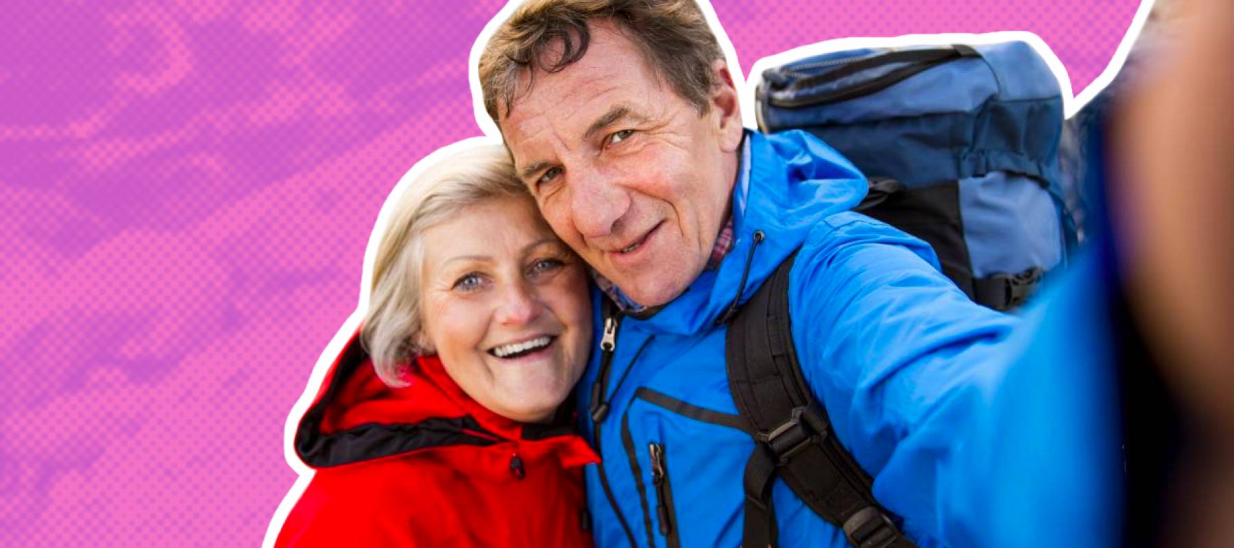 Retired couple hiking