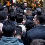 people waiting outside