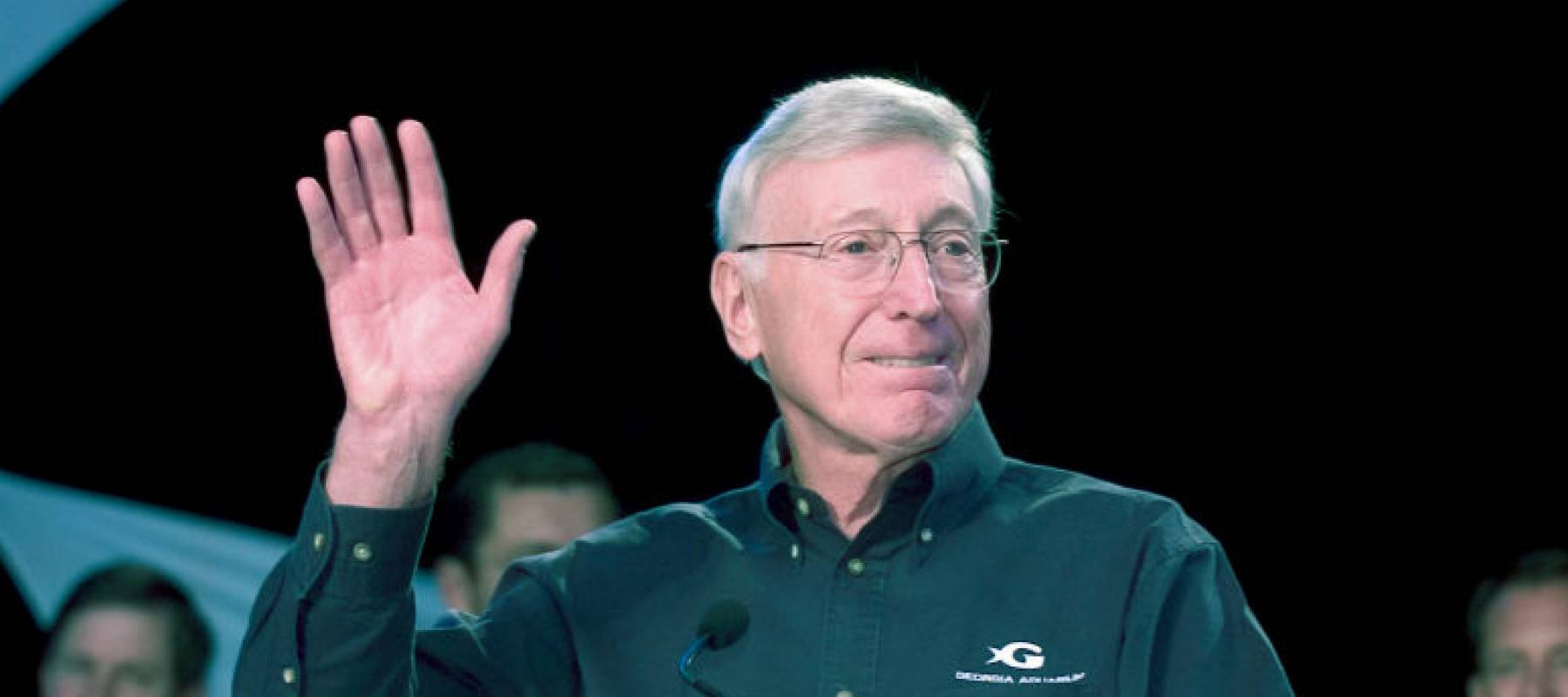 Home Depot co-founder Bernie Marcus speaks prior to a ribbon cutting ceremony at the Georgia Aquarium.