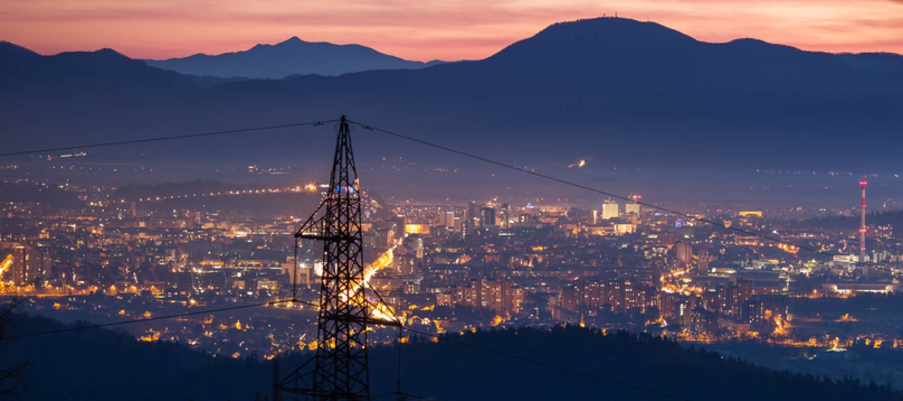 High power electricity poles in urban area.