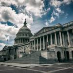 Dark and gloomy view of the deserted US Capitol