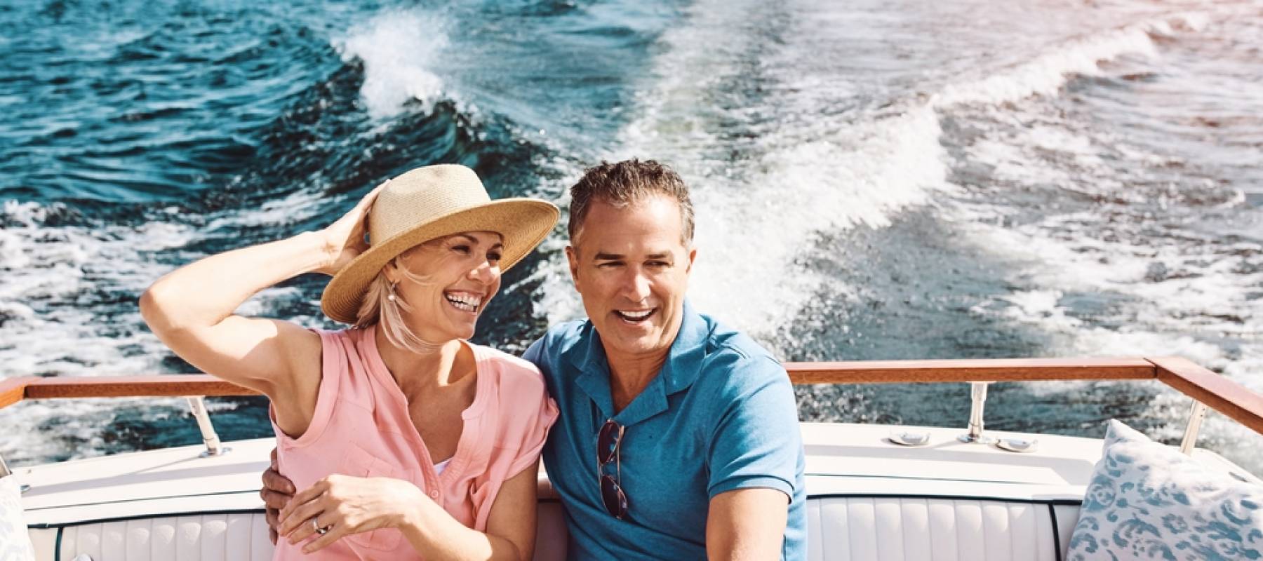 Rich couple on a yacht