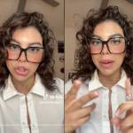 Anela Marquez wearing black-framed glasses and talking to the camera up close.