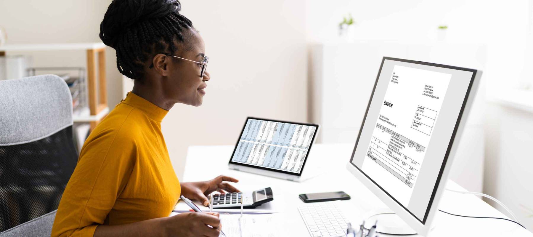 African Professional Chartered Accountant Woman Doing Tax