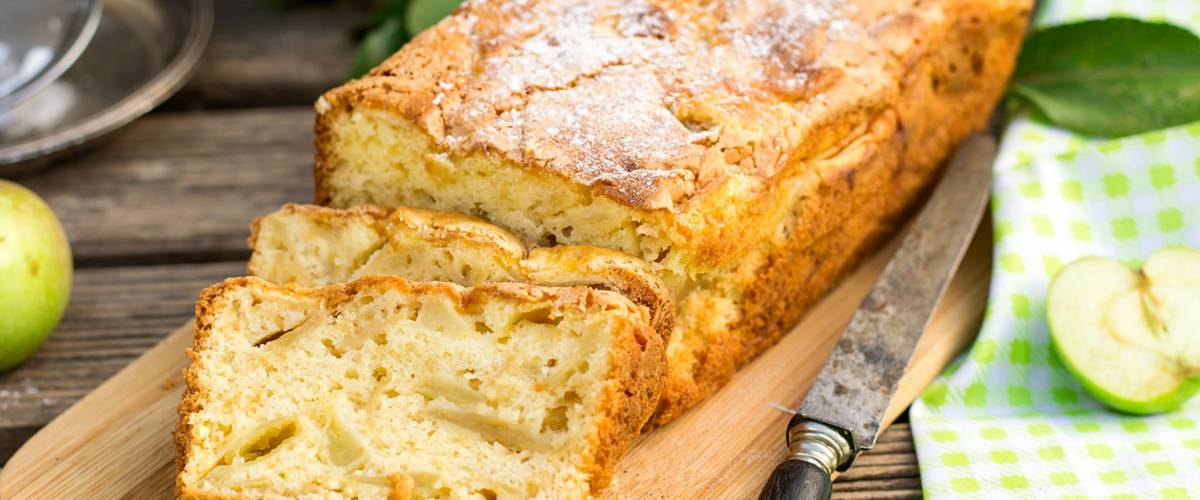 Moist fluffy sweet apple cake, rustic style
