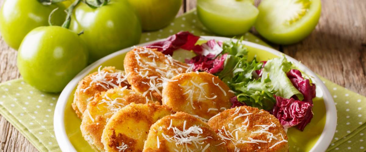 Fried green tomatoes and a fresh salad