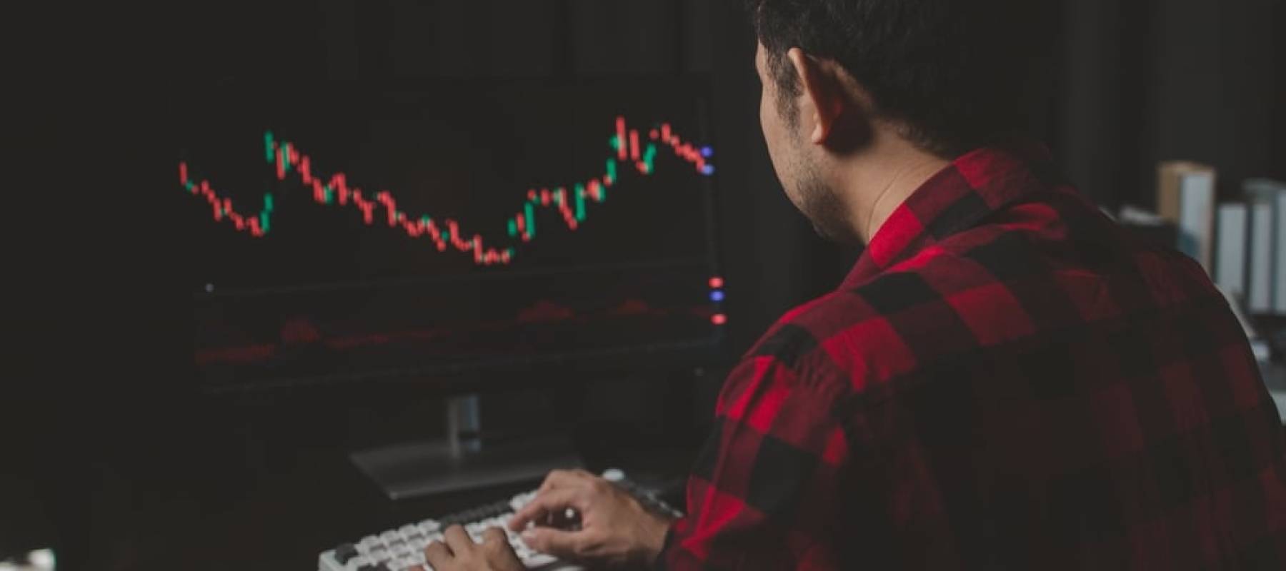 Stock investor with stock market graph screen, stock fluctuation analysis, business man trading stocks for profit, stock market fluctuation graph screen, profit trading analysis.