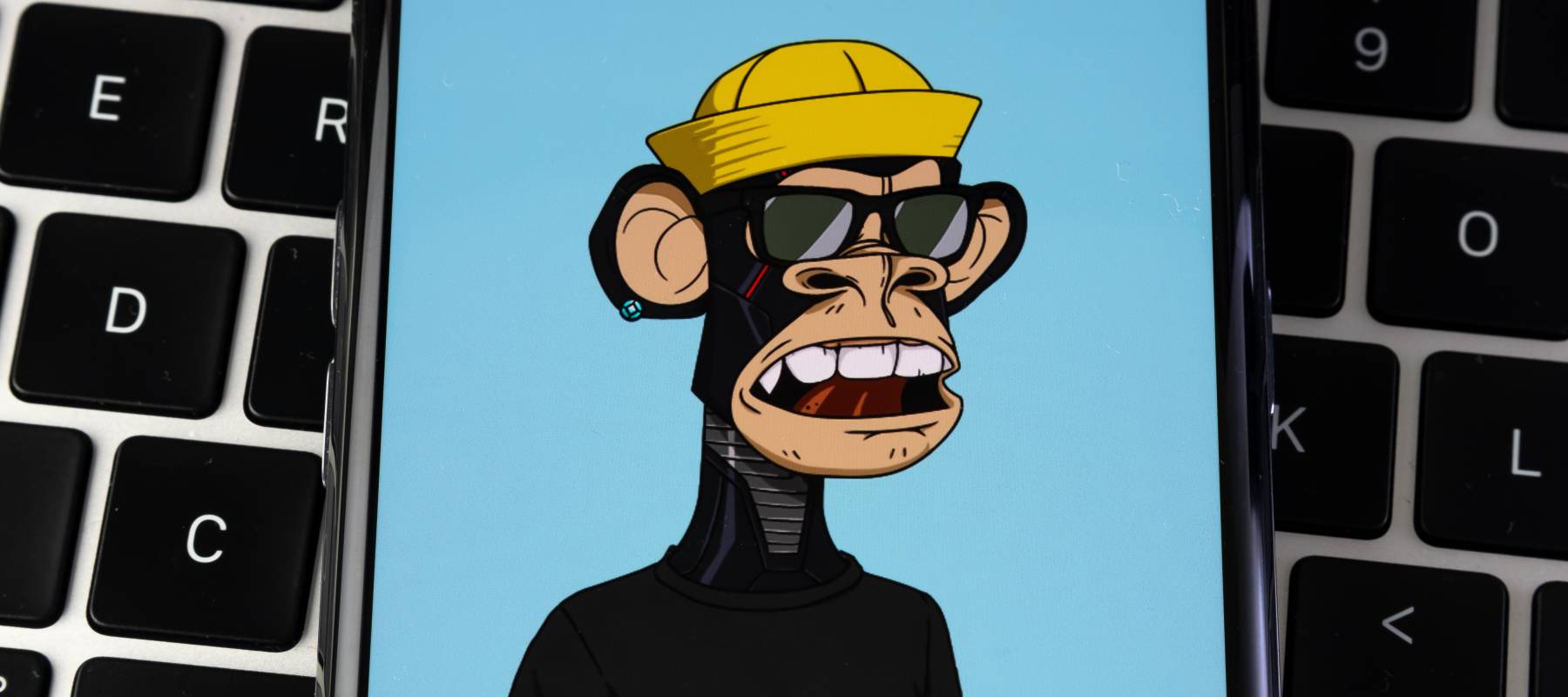 BORED APE 9564 seen on smartphone. Bored Ape Yacht Club (or BAYC