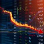 Investment loss and price falling in the red.  Plummeting values.