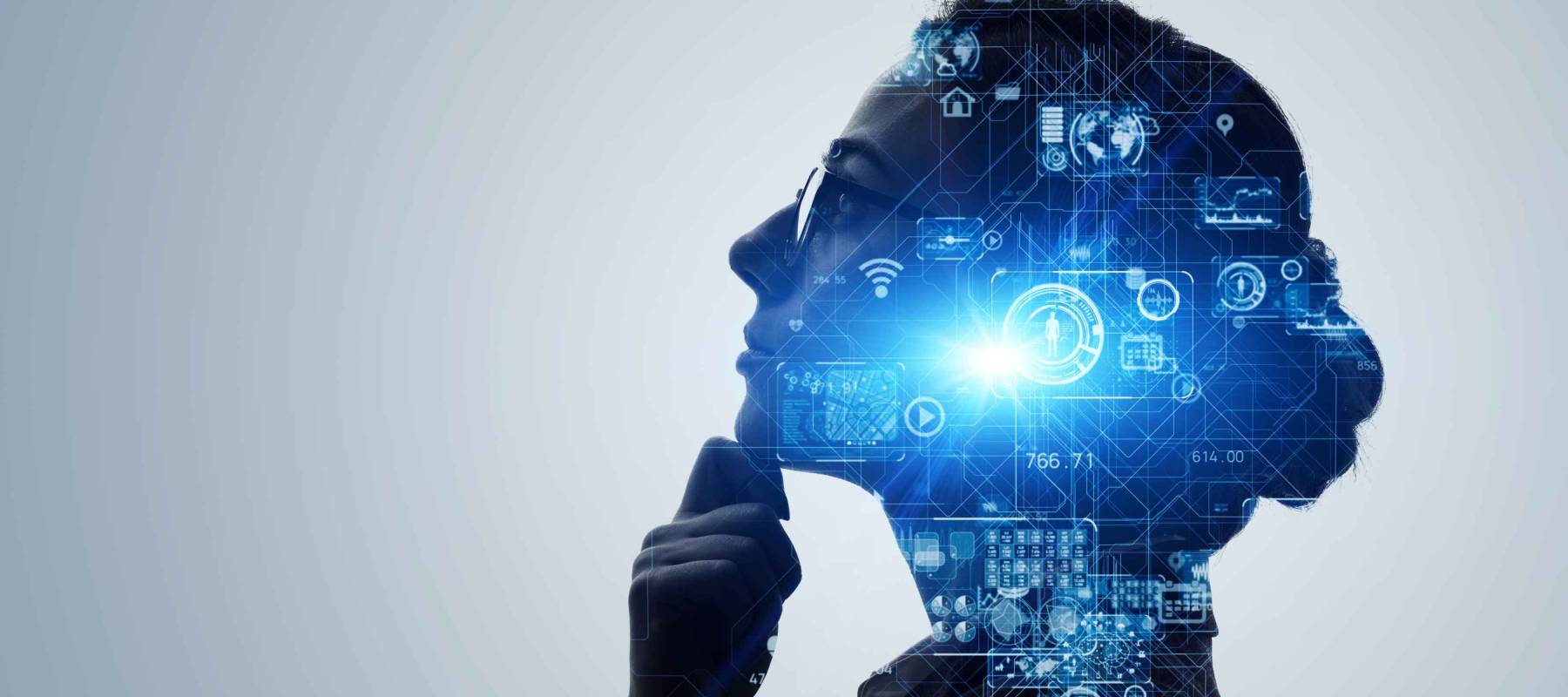 AI (Artificial Intelligence) concept. Deep learning. GUI (Graphical User Interface).