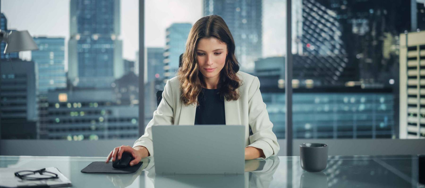 Static Portrait of Successful Caucasian Businesswoman