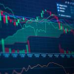 Stock Market Chart on Blue Background.