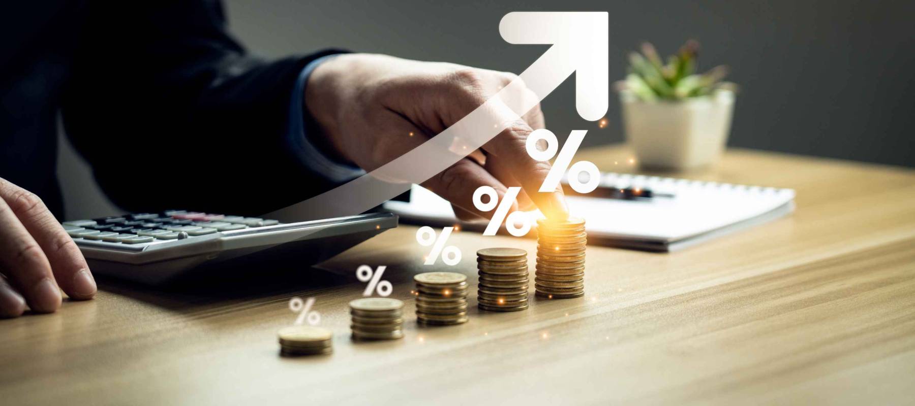 interest rates and dividends, Business people calculate and higher graphs and percentages investment returns, stock return income, retirement Compensation fund, investment, dividend tax