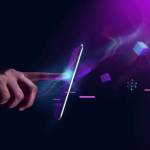 Metaverse and Blockchain Technology Concepts. Person with an Experiences of Metaverse Virtual World via Smart Phone. Futuristic Tone. Conceptual Photo