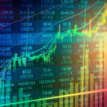 Stock market or forex trading graph and candlestick chart.