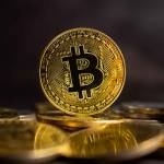 Bitcoin BTC Cryptocurrency Coins. Stock Market Concept.