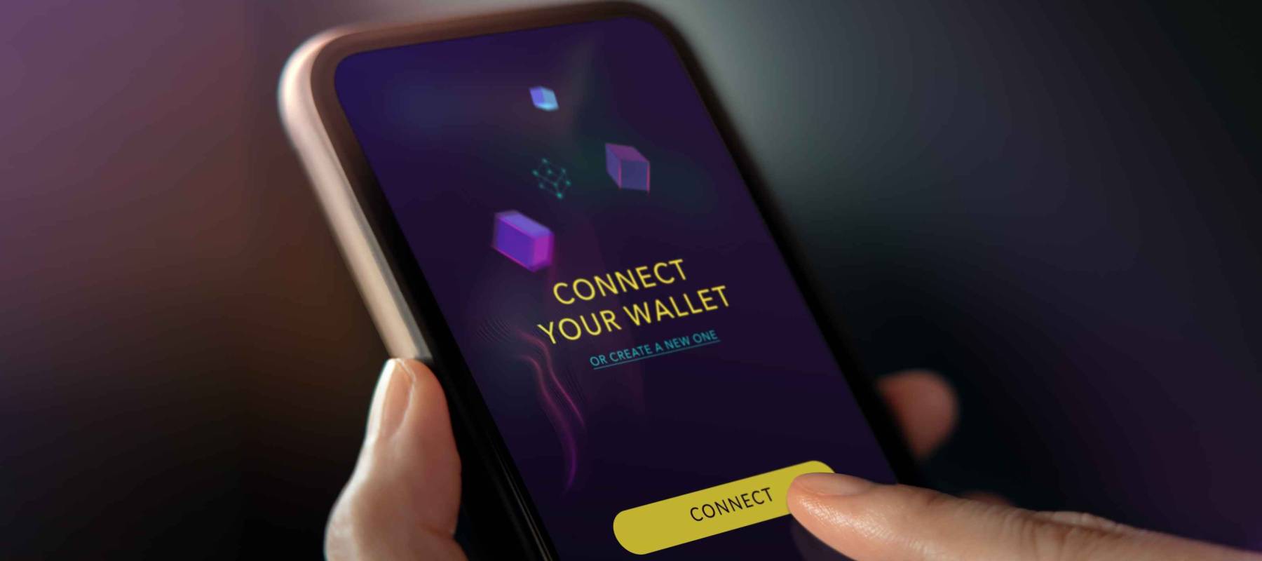 Web3 Technology Concept. Hand Using Mobile Phone to Connect Digital Wallet. Smart, E-wallet, Financial and Economy on Borderless. Closeup shot