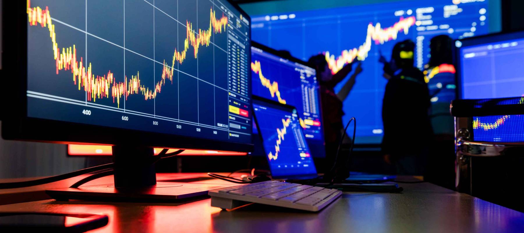 Close up shot of financial analysis graph chart stock exchange