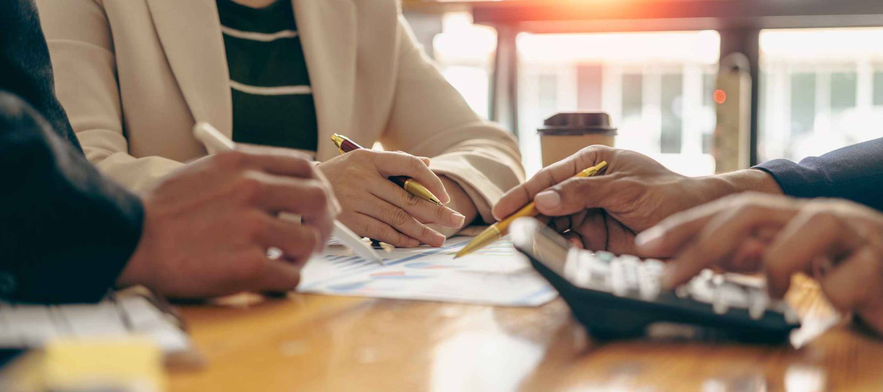 Businessman and Certified financial planner at teamwork concept meetings.