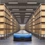 Robots efficiently sorting hundreds of parcels per hour(Automated guided vehicle) AGV.3d rendering