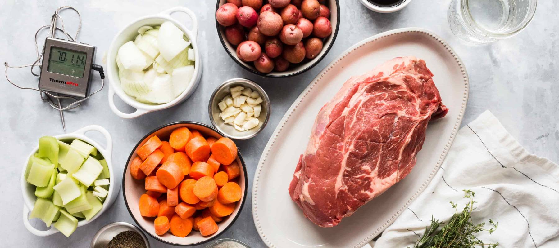 Ingrediants in big and small plates and bowls ready to make a recipe just like you  would for asset allocation in your portfolio