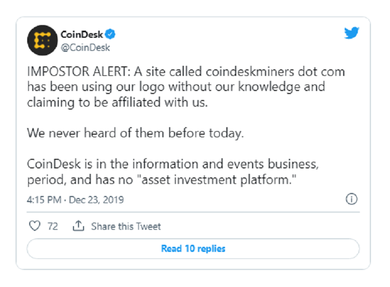 Coinbase Notice of Crypto Scam