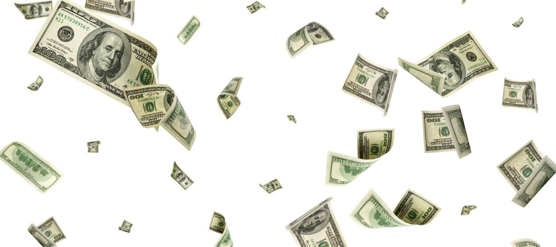 Dollar bill. Washington american cash. Usd money background. Money falling.